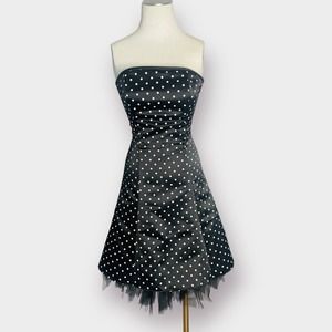 90s Jessica McClintock for Gunne Sax Black‎ Polka Dot Party Dress